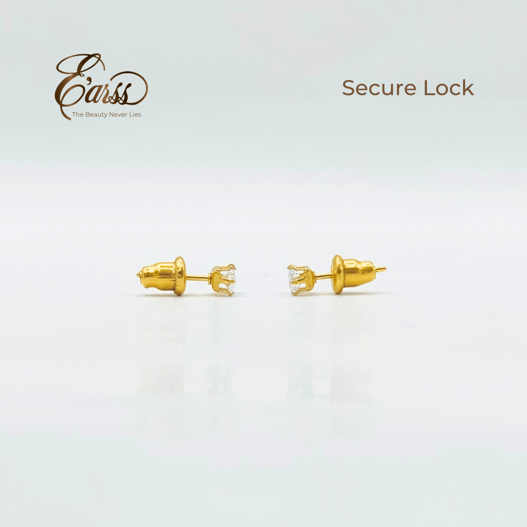 3 mm Cubic Zirconia Emarald Cut | Stainless Steel | 18K Gold Plated
