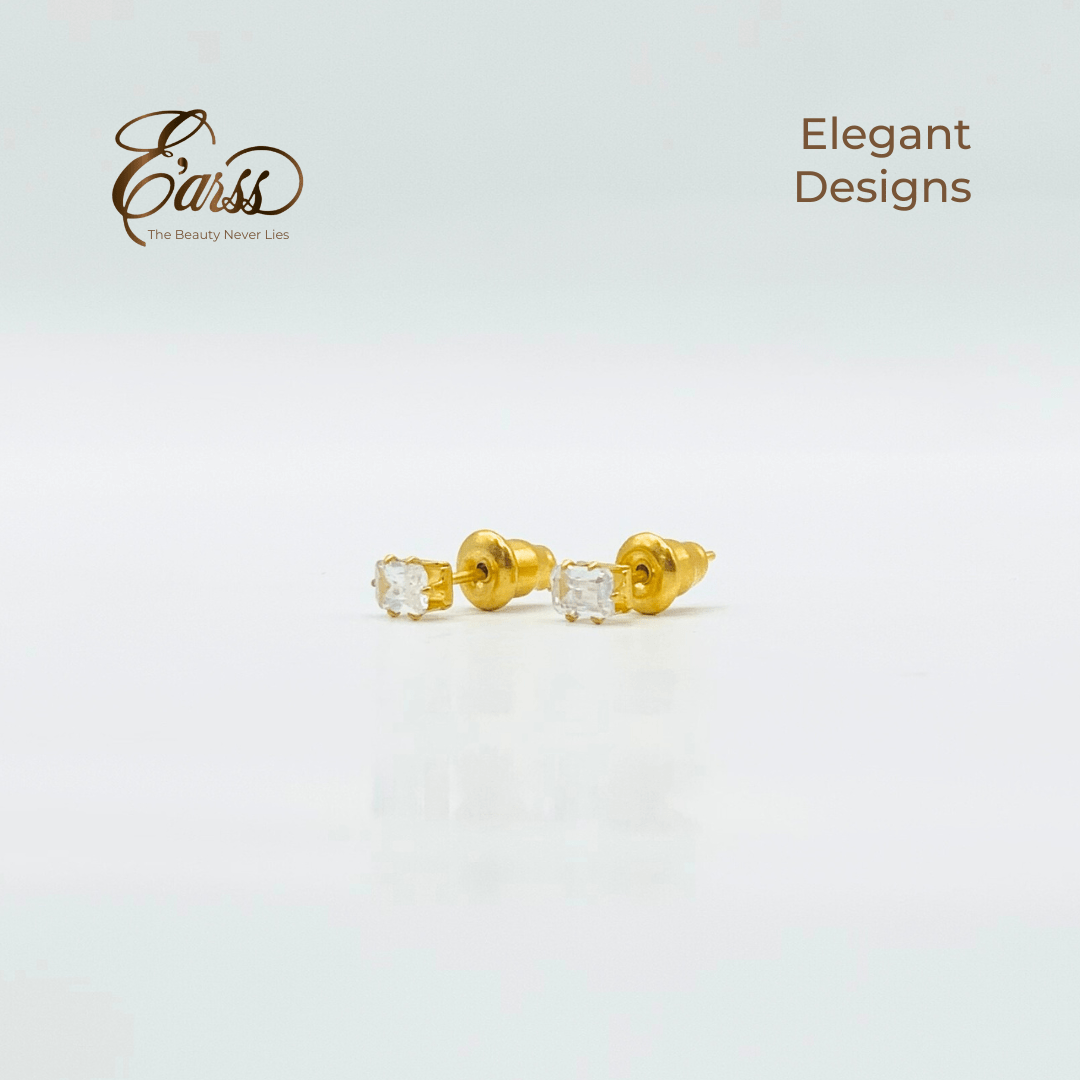 3 mm Cubic Zirconia Emarald Cut | Stainless Steel | 18K Gold Plated