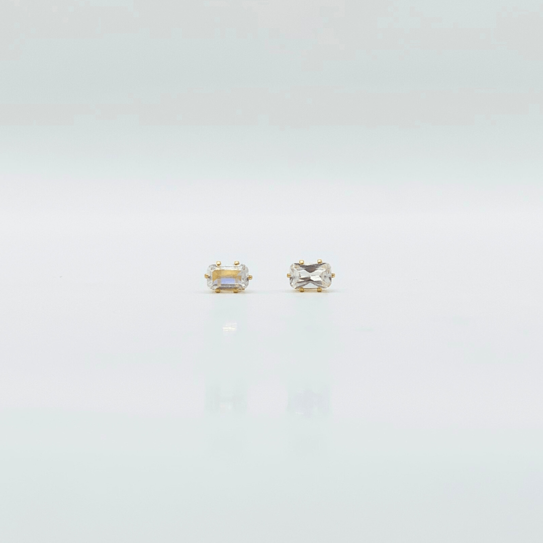 3 mm Cubic Zirconia Emarald Cut | Stainless Steel | 18K Gold Plated