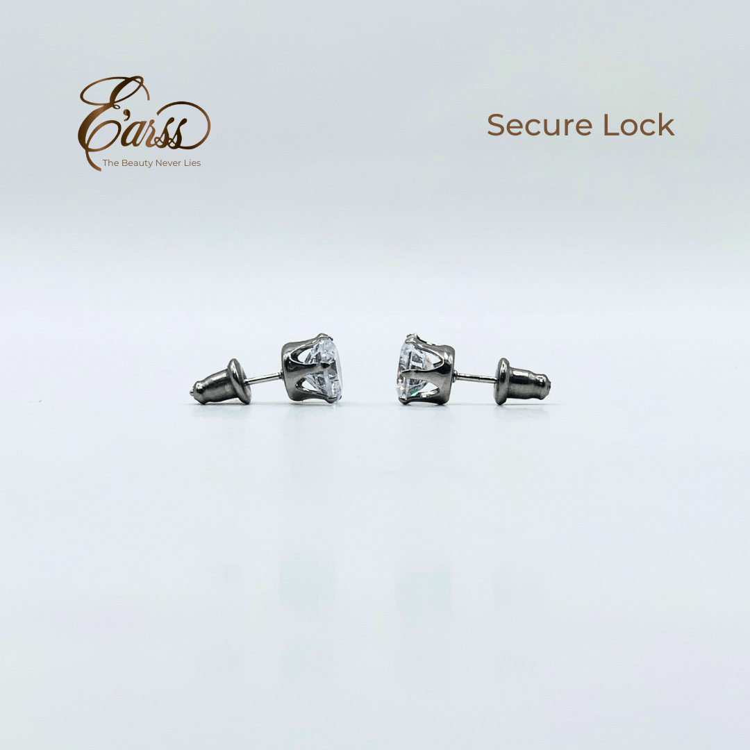 7 mm Clear Cubic Zirconia Round Silver | Stainless Steel