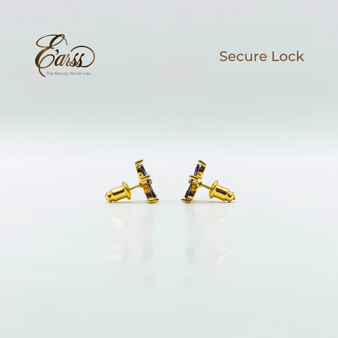 Amethyst Flower Cubic Zirconia Gold | Stainless Steel | 18K Gold Plated