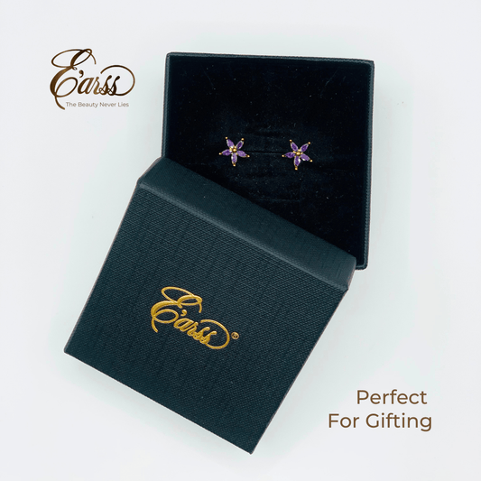 Amethyst Flower Cubic Zirconia Gold | Stainless Steel | 18K Gold Plated