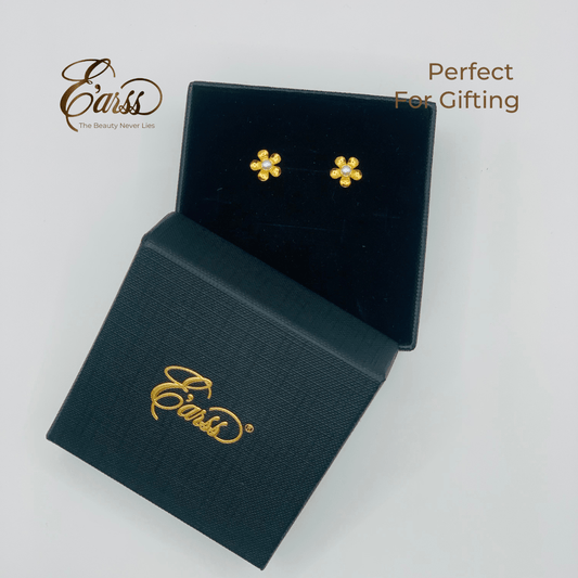 Flower with 3mm Pearl | Stainless Steel | 18K Gold Plated