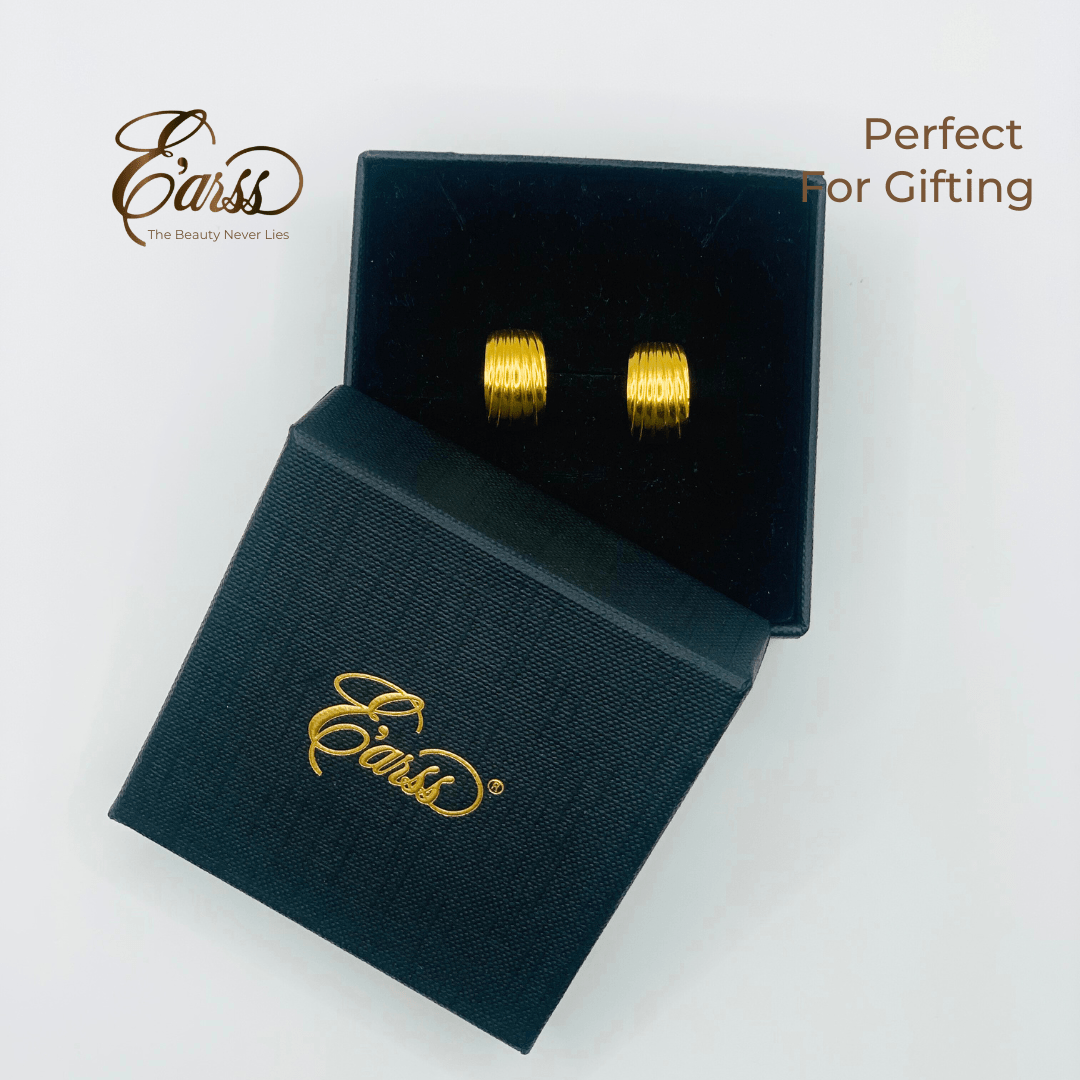 Hoop Line Gold Earring | Stainless Steel | 18K Gold Plated