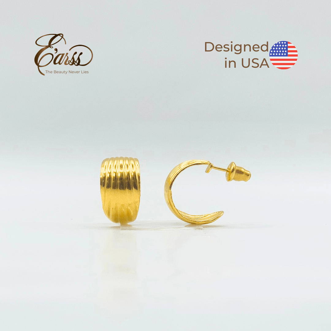 Hoop Line Gold Earring | Stainless Steel | 18K Gold Plated