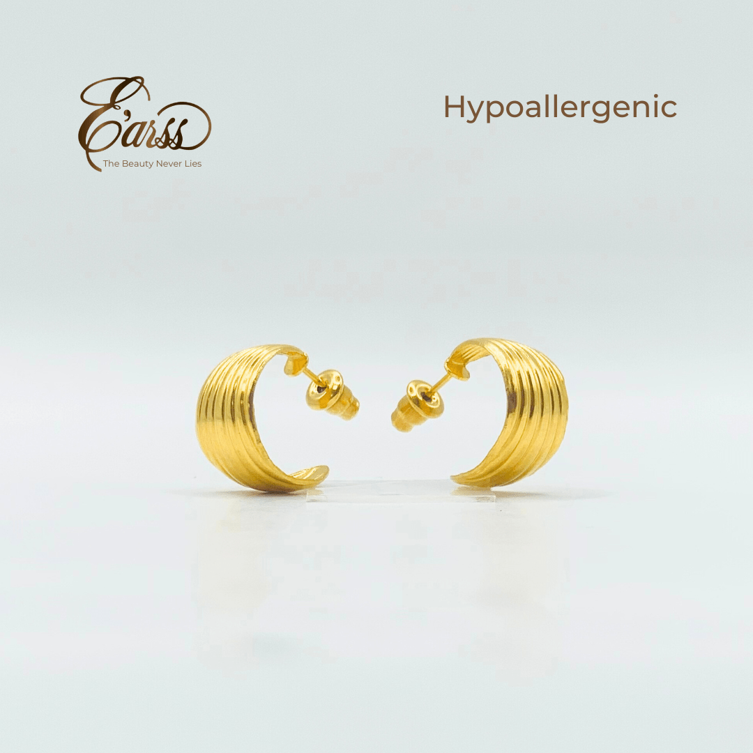 Hoop Line Gold Earring | Stainless Steel | 18K Gold Plated