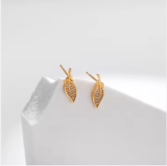 Leaf Shape Inlaid Earrings
