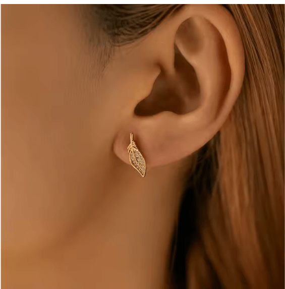 Leaf Shape Inlaid Earrings