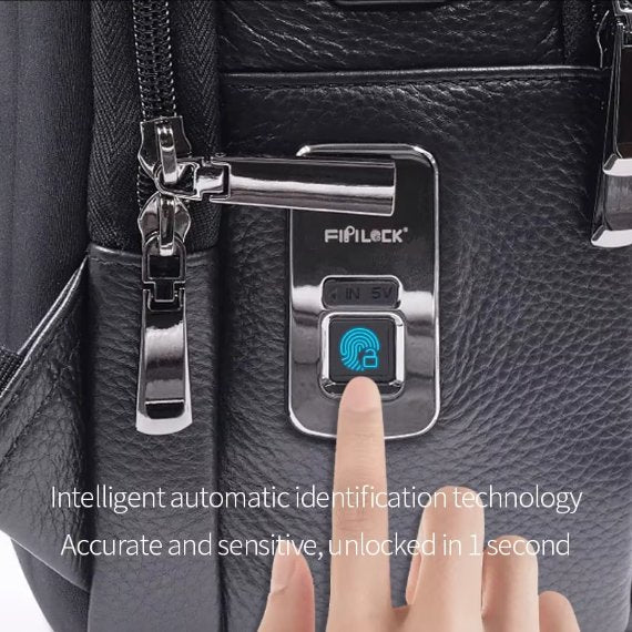 New Leather Bag With Fingerprint Lock ©