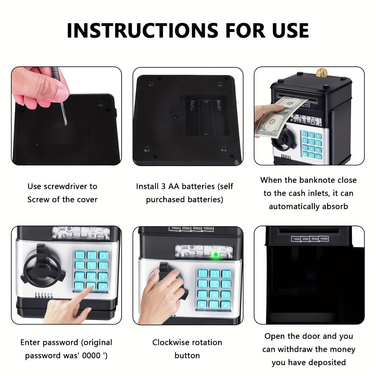Number Bank Coin & Bill Safe