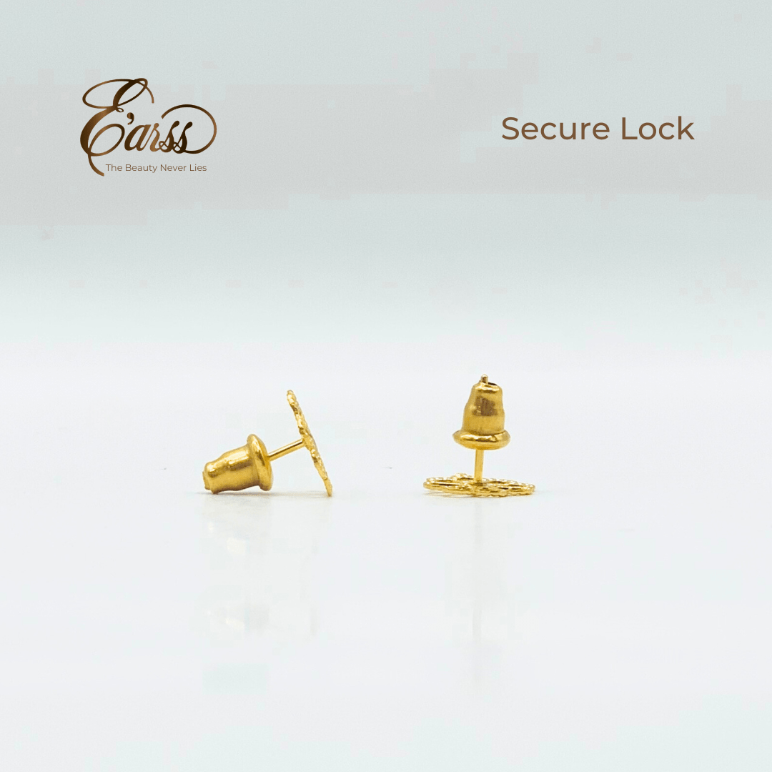 Open Daisy with Red Epoxy Gold Earring | Stainless Steel | 18K Gold Plated