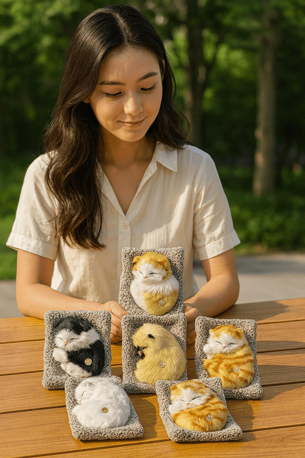 Sleeping Cat Plush Toy with Sound