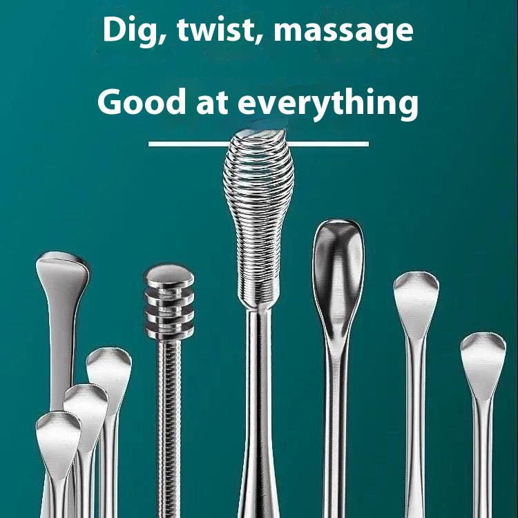 Stainless Steel Ear Pick Set with Keychain Case